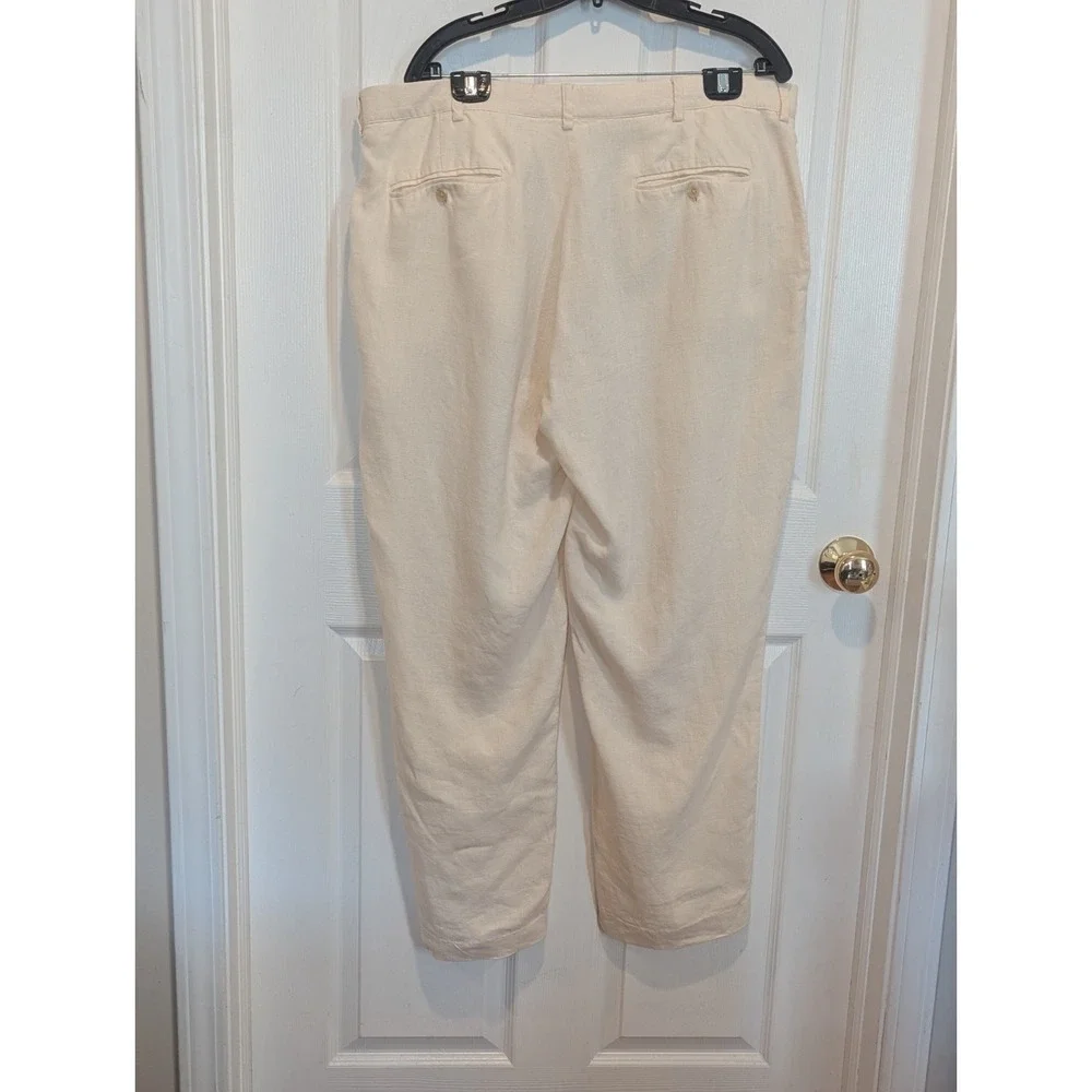 Coastal Quiet Luxury 100% Linen Pants Cream Polo Ralph Lauren 38x32
